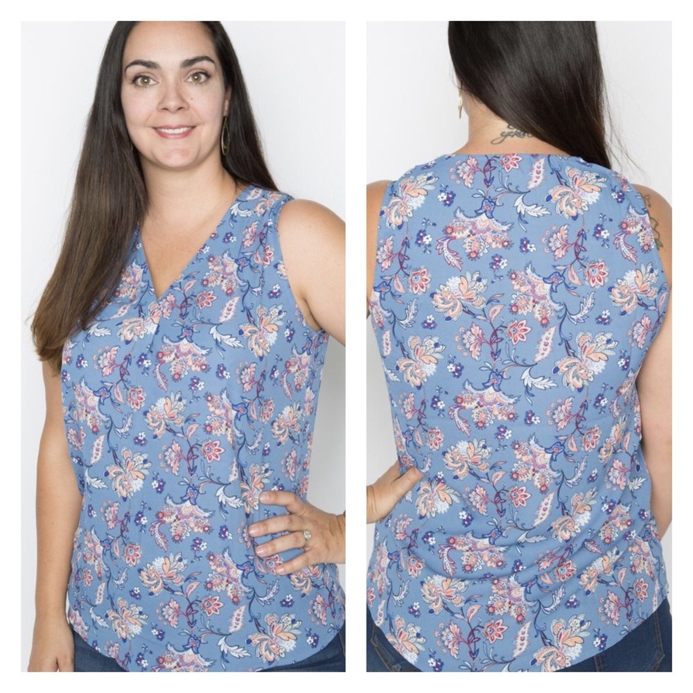 NWT Blue Paisley Print Tank Amelia James